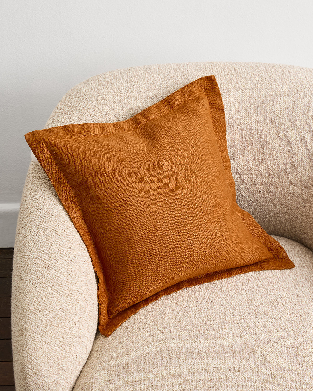 100% French Flax Linen Cushion Cover – Rust Bed Threads