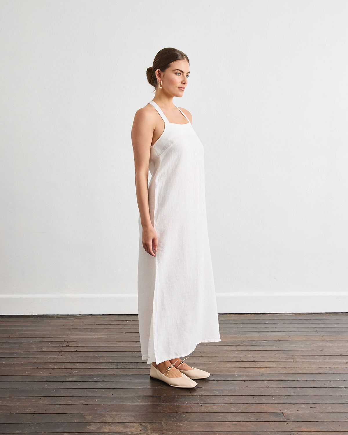 Boulevard Linen Maxi Dress in White Boulevard Linen Maxi Dress in White