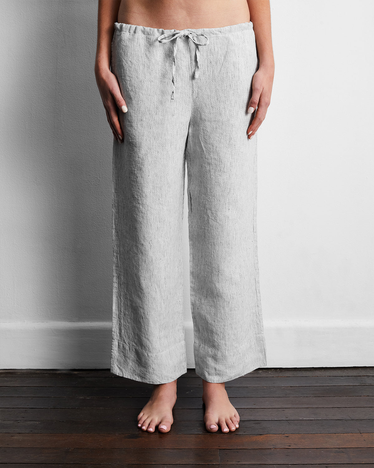 Pinstripe 100% French Flax Linen Pants – Bed Threads