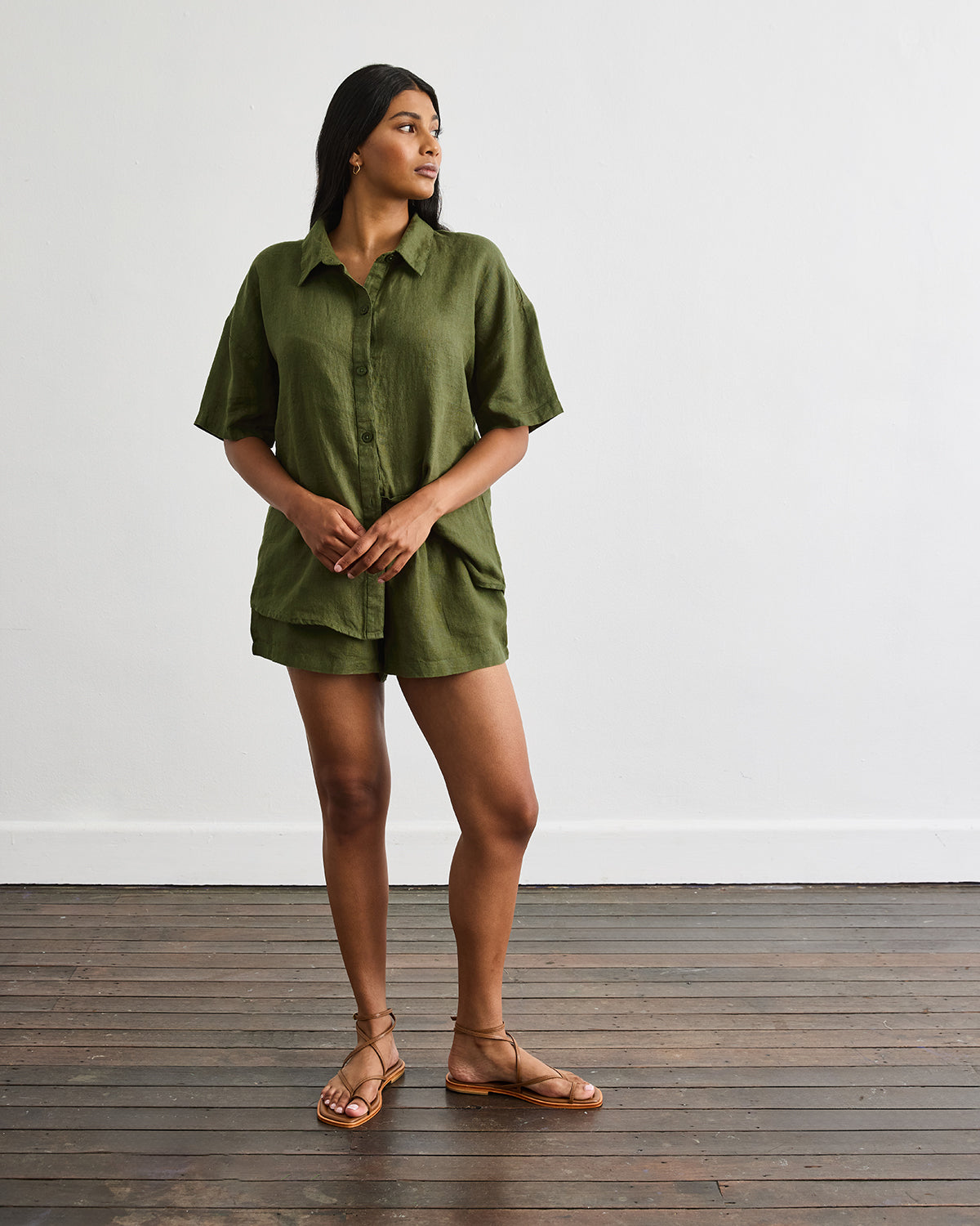 Short Lounge Set in Olive – Bed Threads