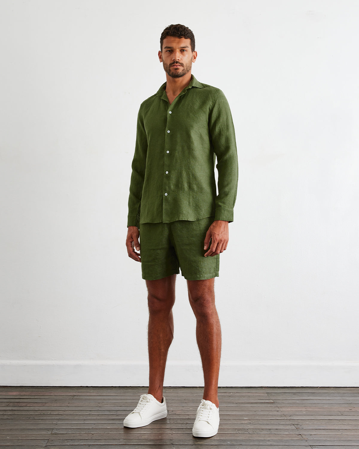 Olive 100% French Flax Linen Men's Shorts