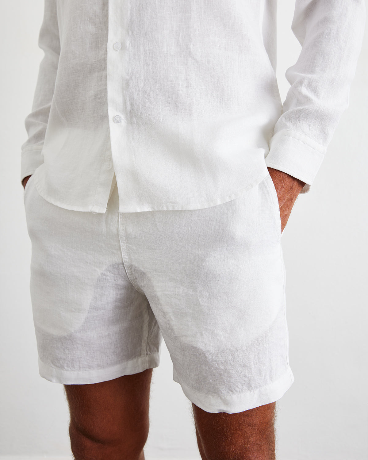 Linen White Shorts Mens