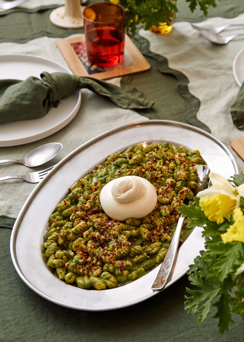 Ellie Bouhadana’s Cavatelli With Green Sauce, Pangrattato and Burrata