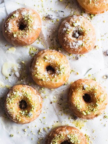 Comfort Food: Glazed Potato Doughnuts with Pistachios and Lavender Sugar