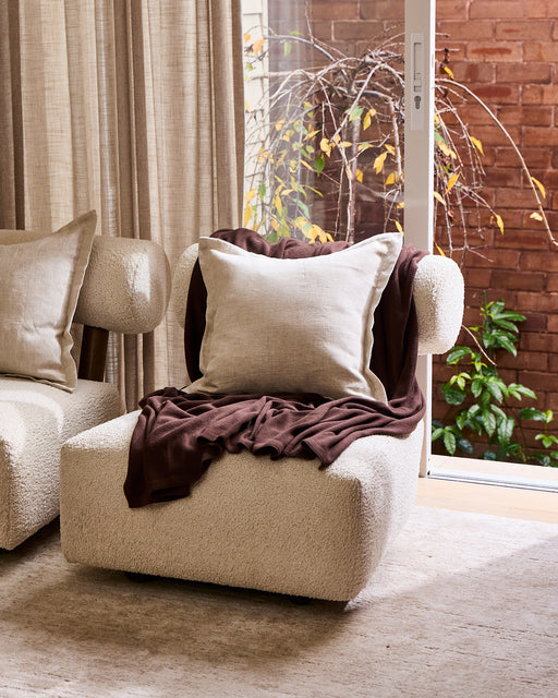 Mocha Cotton & Wool Mix Blanket