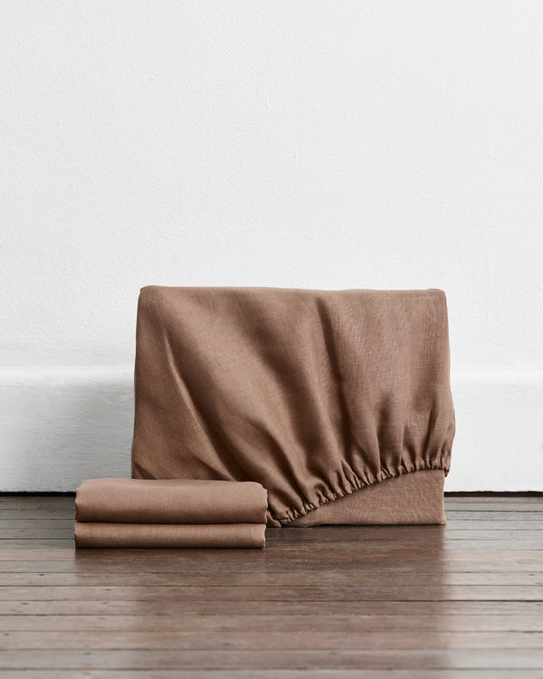 Portobello 100% French Flax Linen Fitted Sheet Set