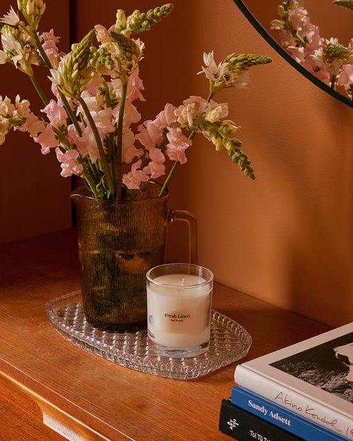 Fresh Linen Candle by Bed Threads