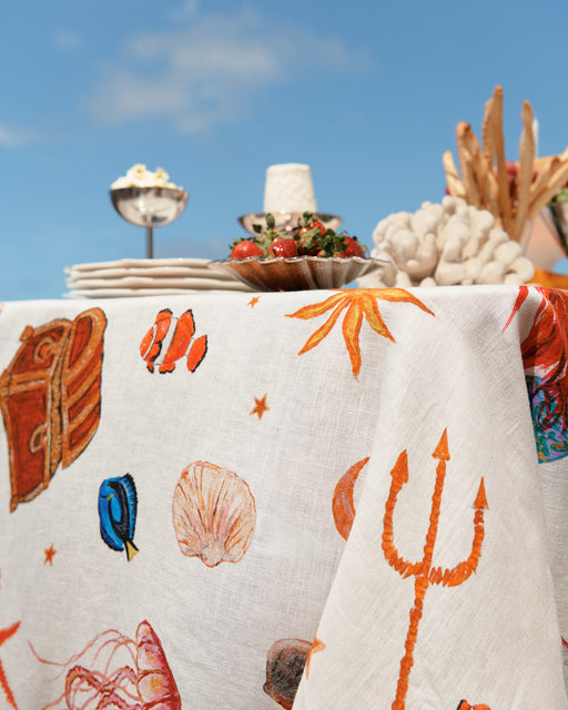 La Sirène 100% French Flax Linen Tablecloth