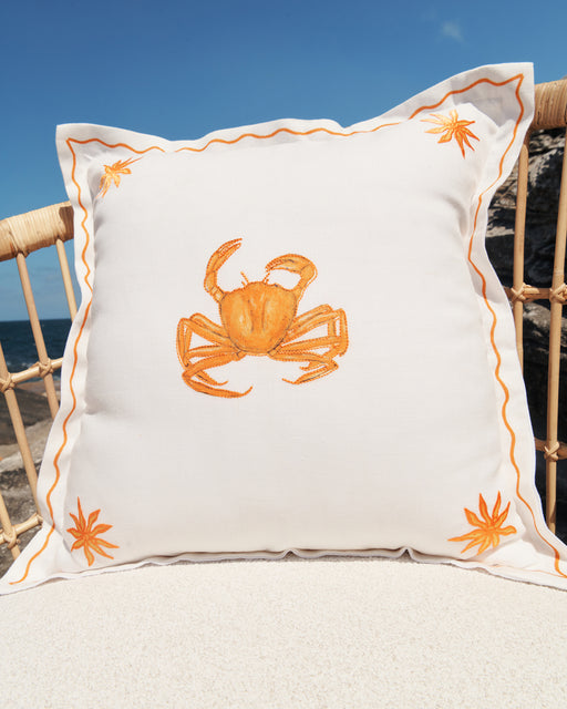 La Sirène 'Crab' 100% French Flax Linen Cushion Cover