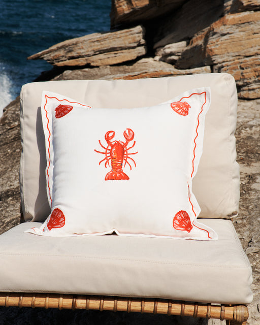 La Sirène 'Lobster' 100% French Flax Linen Cushion Cover