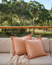 Terracotta 100% French Flax Linen Cushion Cover - view