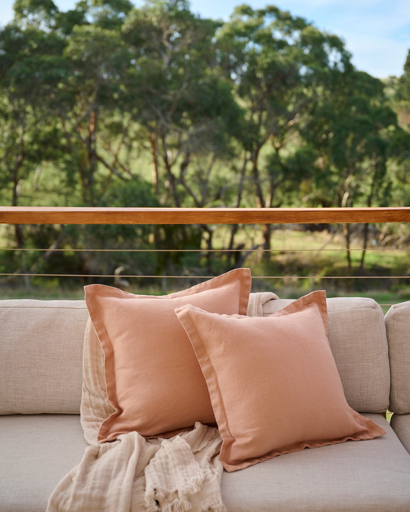 Terracotta 100% French Flax Linen Cushion Cover