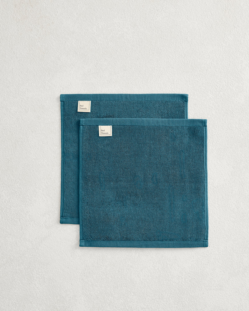Aegean 100% Cotton Terry Face Washers (Set of Two)