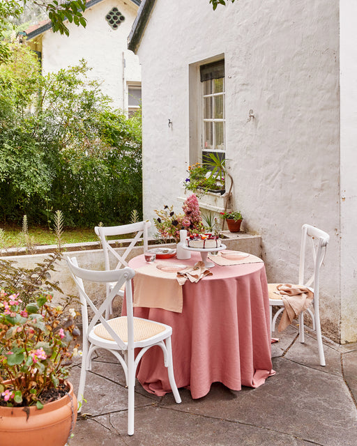 Pink Clay 100% French Flax Linen Tablecloth