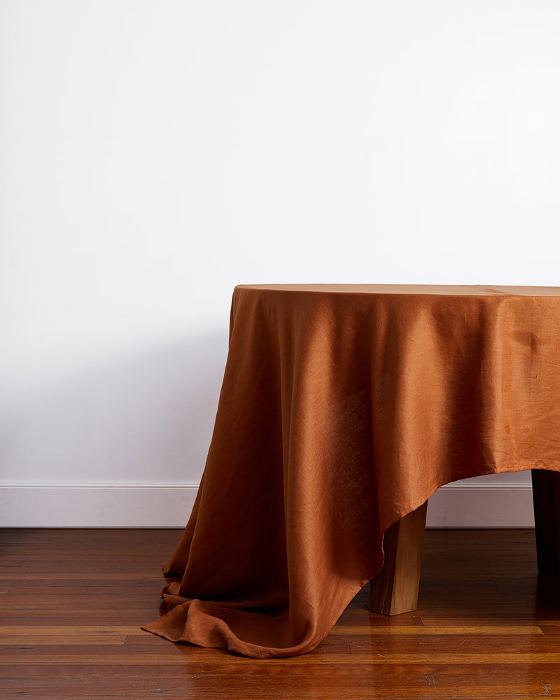 Rust 100% French Flax Linen Tablecloth