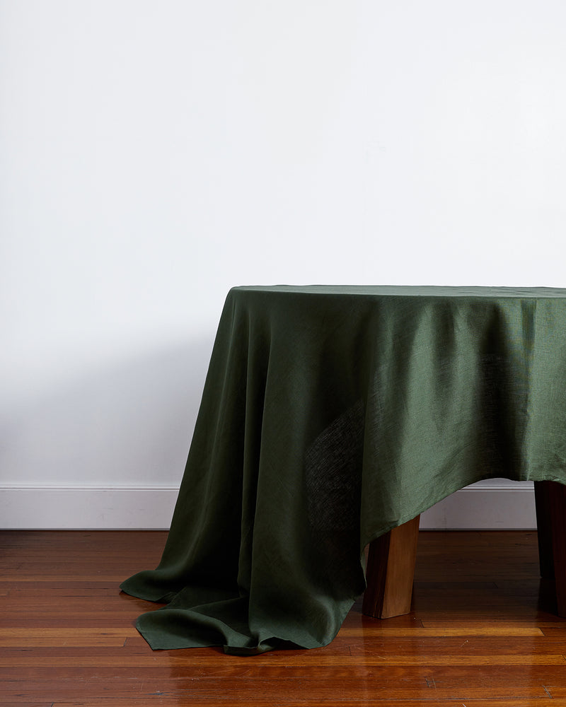 Olive 100% French Flax Linen Tablecloth
