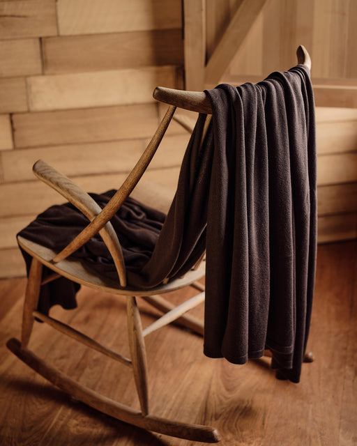 Mocha Cotton & Wool Mix Blanket