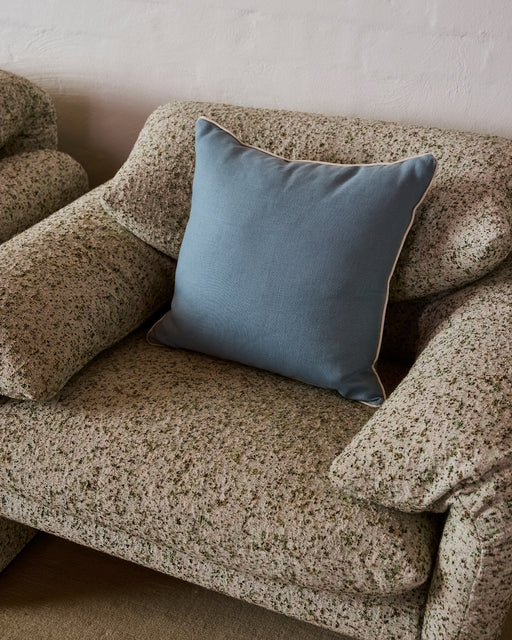 Lagoon & Crème 100% French Flax Linen Piped Cushion Cover