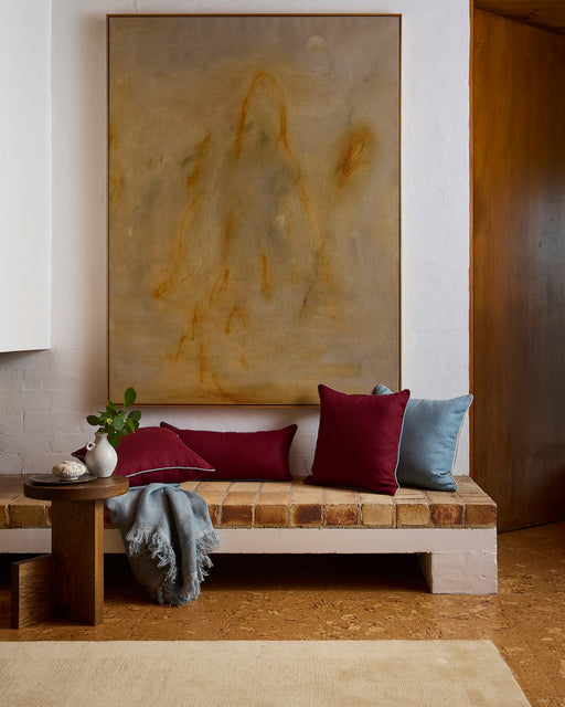 Lagoon & Crème 100% French Flax Linen Muslin Throw