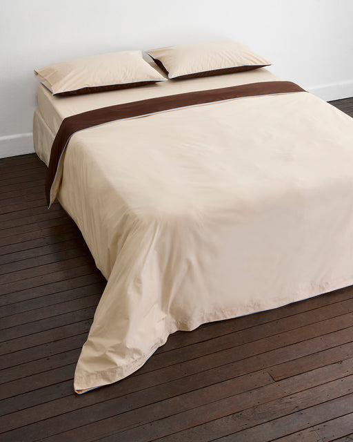 Espresso, Vanilla & Sky Piped 100% Organic Cotton Duvet Cover