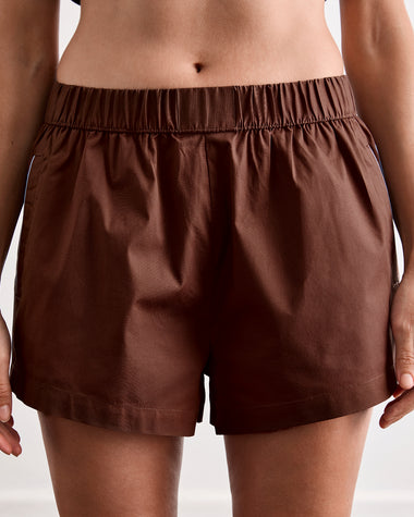 Espresso & Sky Piped Short Sleep Set