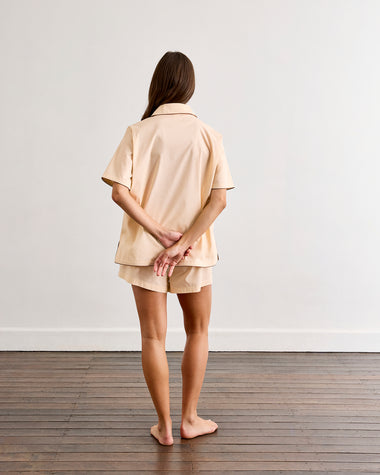 Vanilla & Espresso Piped Short Sleep Set