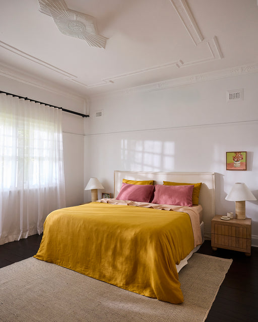 Turmeric 100% French Flax Linen Duvet Cover Set