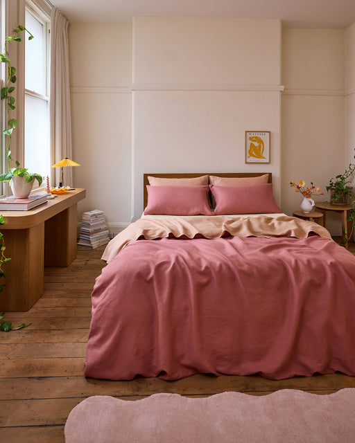 Pink Clay 100% French Flax Linen Bedding Set