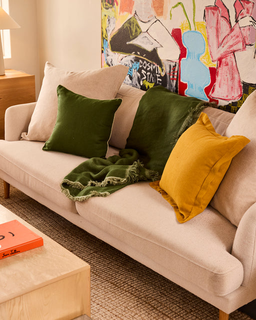 Oatmeal & Olive 100% French Flax Linen Muslin Throw