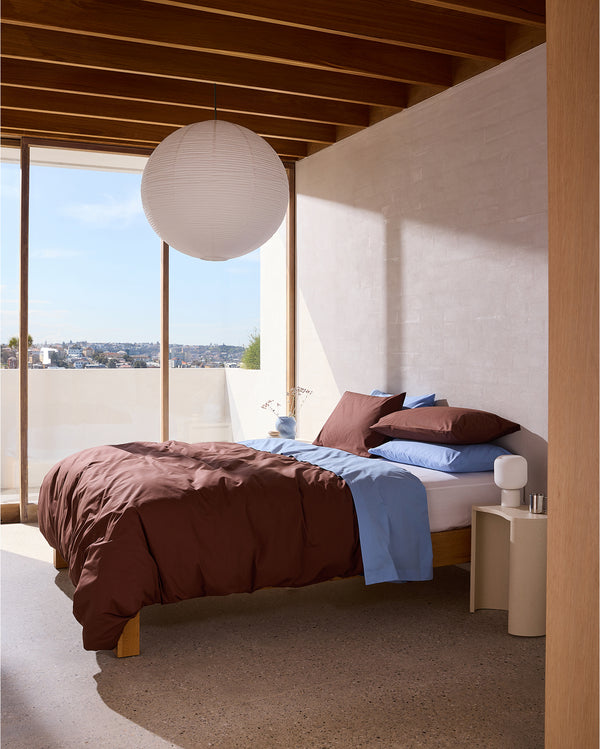 Espresso, Sky & Crisp White 100% Organic Cotton Bedding Bundle