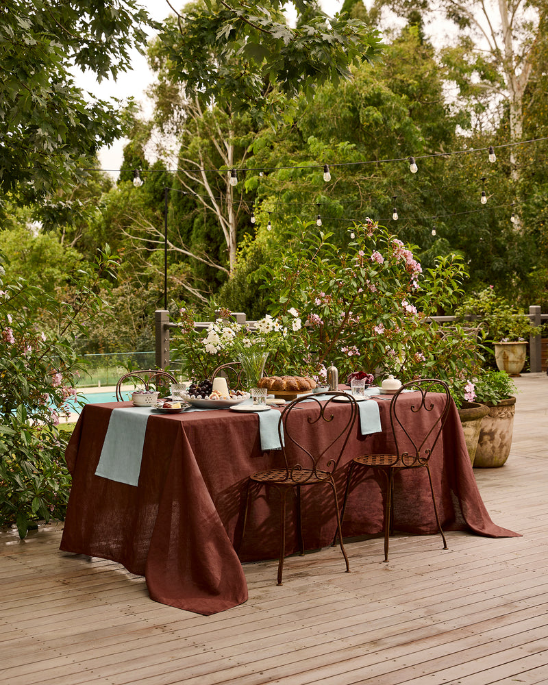 Cacao 100% French Flax Linen Tablecloth