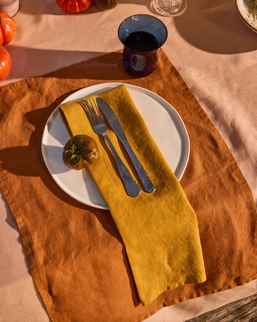 Turmeric 100% French Flax Linen Napkins (Set of Four)