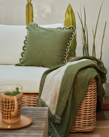 Olive & Sage 100% French Flax Linen Arch Cushion Cover