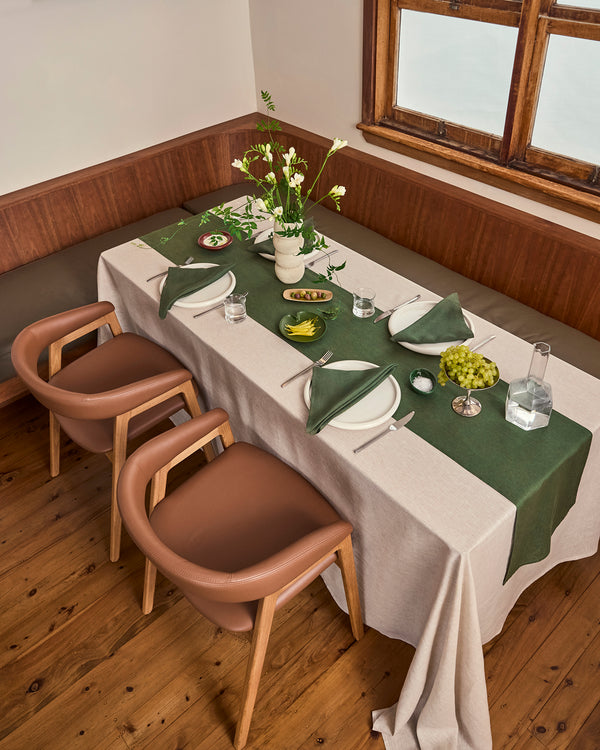 Olive 100% French Flax Linen Table Runner