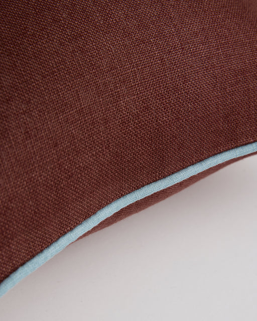 Cacao & Lagoon 100% French Flax Linen Piped Cushion Cover