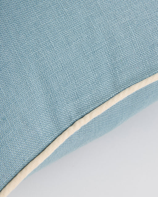 Lagoon & Crème 100% French Flax Linen Piped Cushion Cover