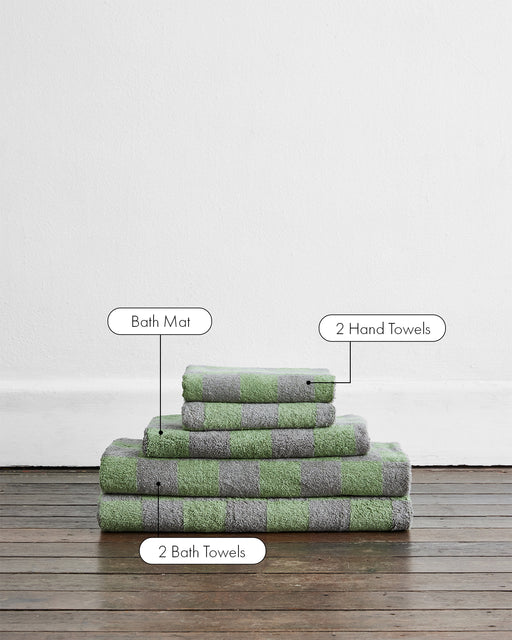 Pistachio & Mineral Check Terry Bath Towel Bundle