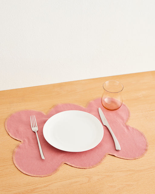 Pink Clay & Hazelnut 100% French Flax Linen Cloud Placemats (Set of Four)