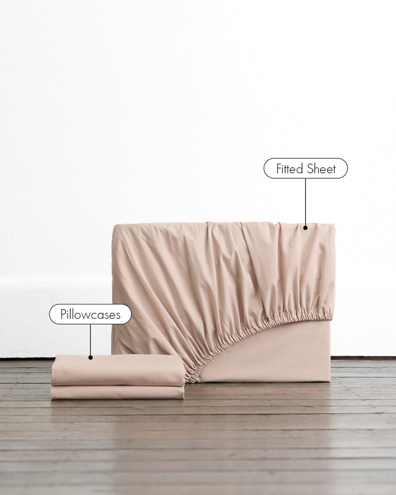 Oyster 100% Organic Cotton Fitted Sheet Set