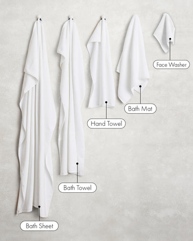 Crisp White 100% Cotton Terry Bath Towel