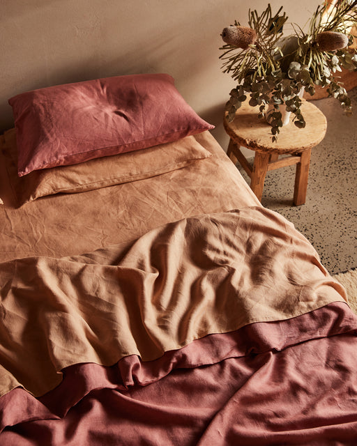 Pink Clay & Terracotta 100% French Flax Linen Bedding Bundle