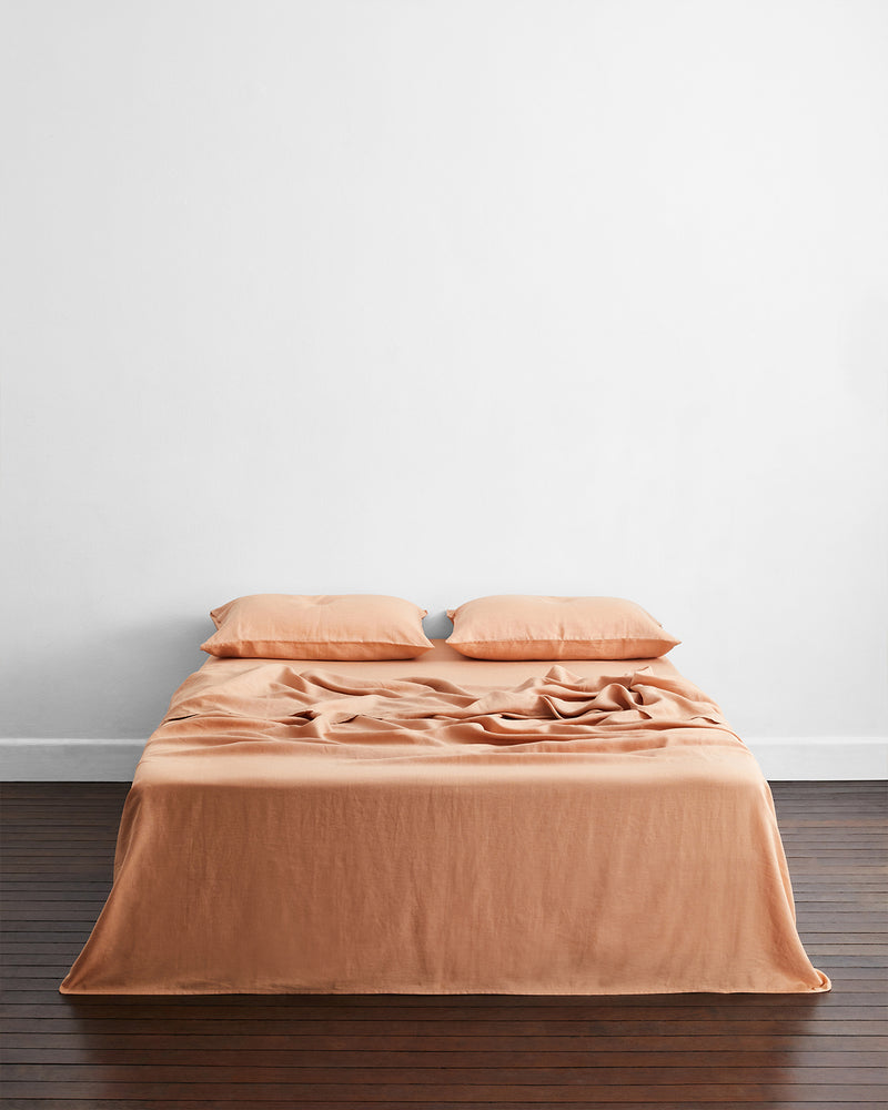 Terracotta 100% French Flax Linen King Pillowcases (Set of Two)