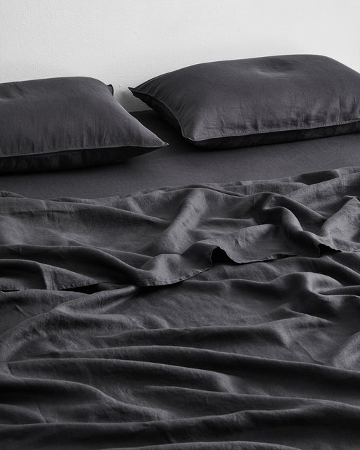 Charcoal 100% French Flax Linen King Pillowcases (Set of Two)