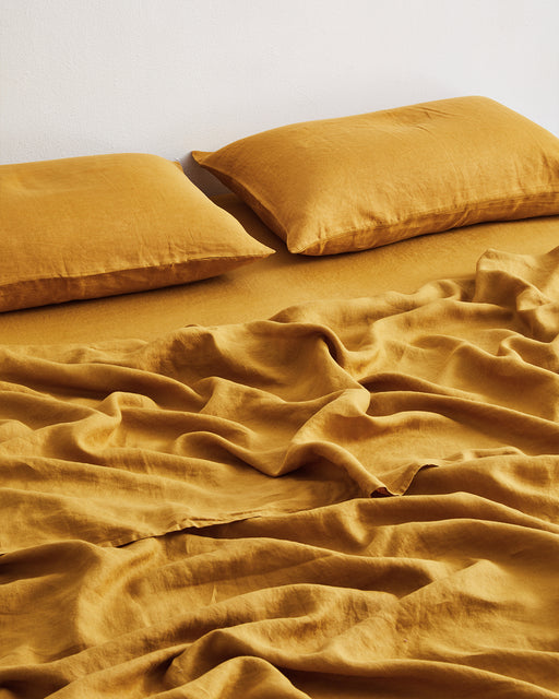 Turmeric 100% French Flax Linen King Pillowcases (Set of Two)