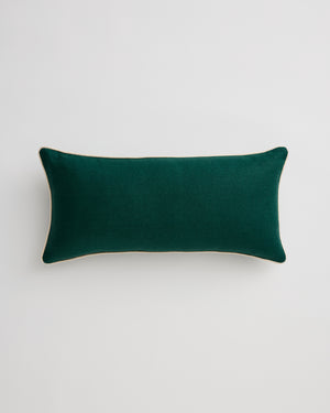 Forest & Crème 100% French Flax Linen Piped Lumbar Cushion Cover