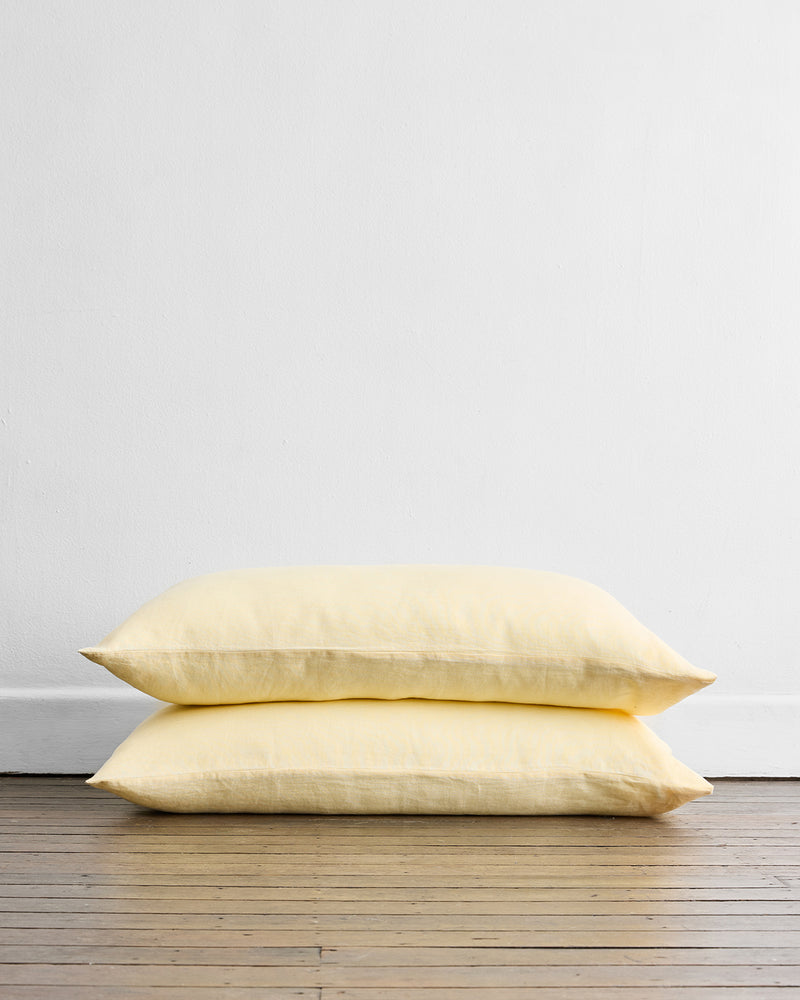 Limoncello 100% French Flax Linen King Pillowcases (Set of Two)