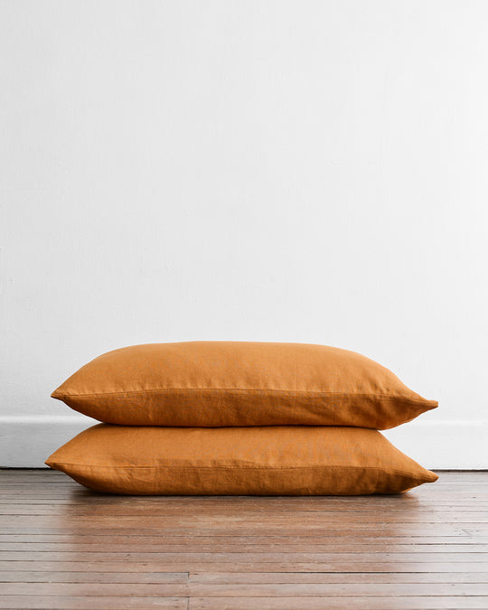 Rust 100% French Flax Linen King Pillowcases (Set of Two)