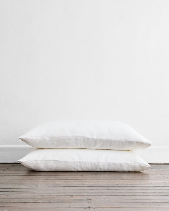 White 100% French Flax Linen King Pillowcases (Set of Two)