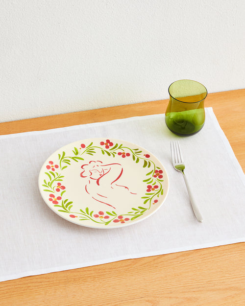 Liv & Dom x Bed Threads 'Pink Anemone' Ceramic Dinner Plate