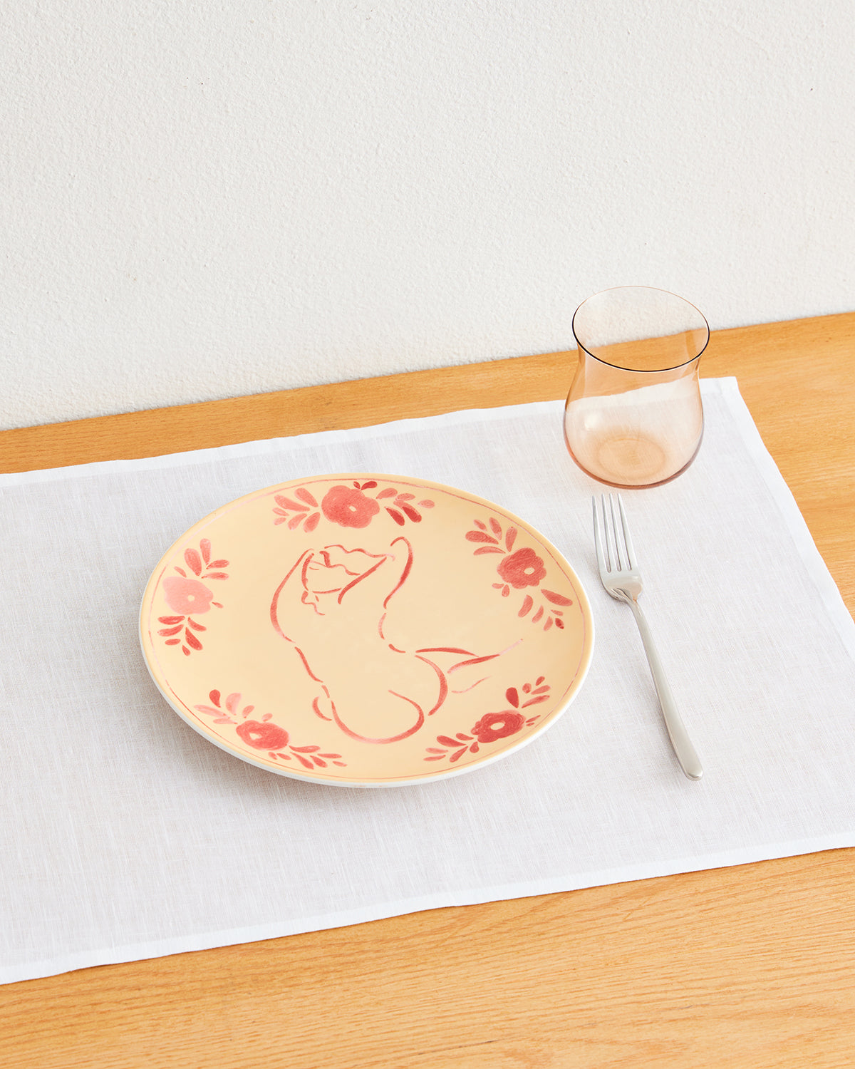 Liv & Dom x Bed Threads 'Wild Poppy' Ceramic Dinner Plate